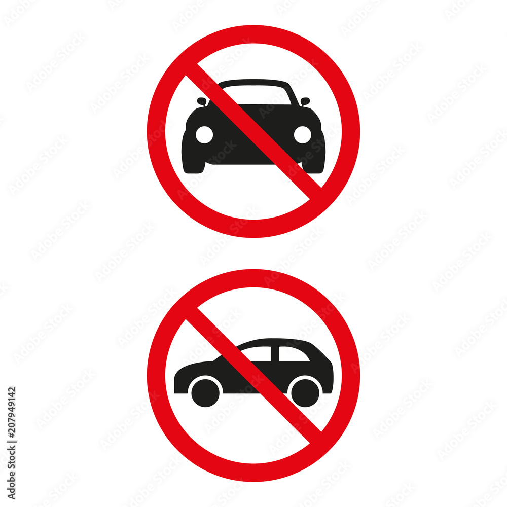 No cars sign on white background. No cars sign on white background.