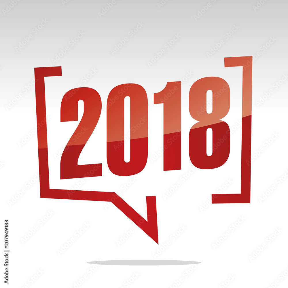 2018 year in brackets white red isolated sticker icon 2018 year in brackets white red isolated sticker icon