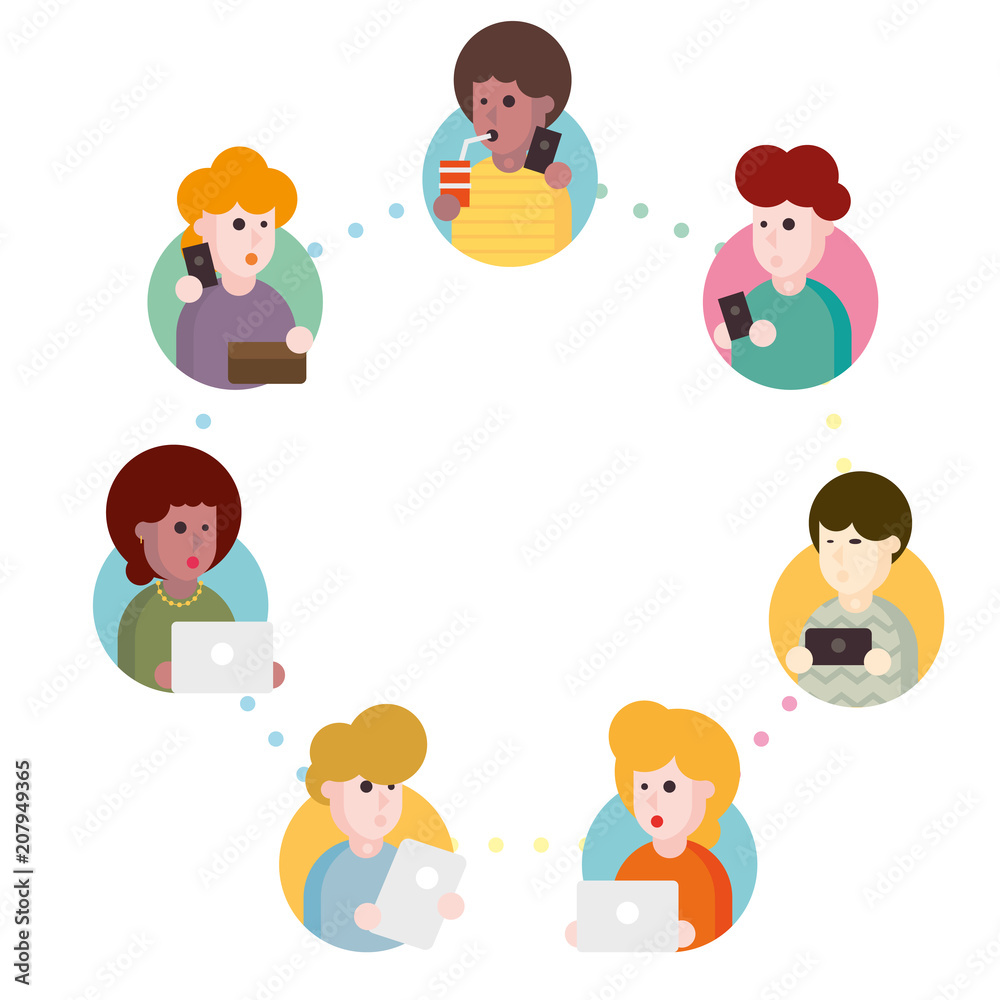 Vector illustration of an abstract social network scheme, which contains people icons connected to each other. Vector illustration of an abstract social network scheme, which contains people icons connected to each other.
