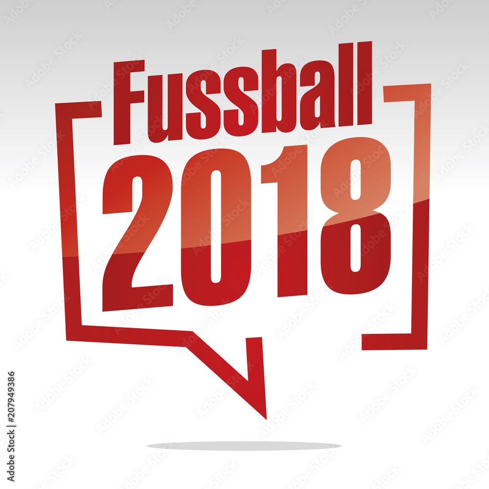 Soccer (German - Fussball) 2018 in brackets white red isolated icon Soccer (German - Fussball) 2018 in brackets white red isolated icon