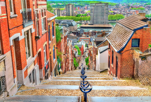 Montagne de Bueren, a 374-step staircase in Liege, Belgium