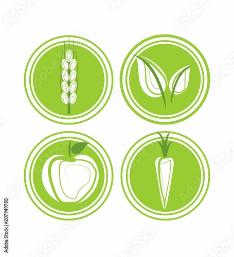 four vegan green buttons