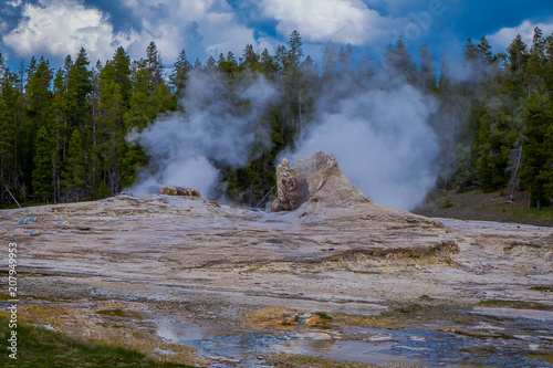 Closeup of Giant Geyser, the second tallest geyser of the world. Upper Geyser Basin, Yellowstone National Park photo
