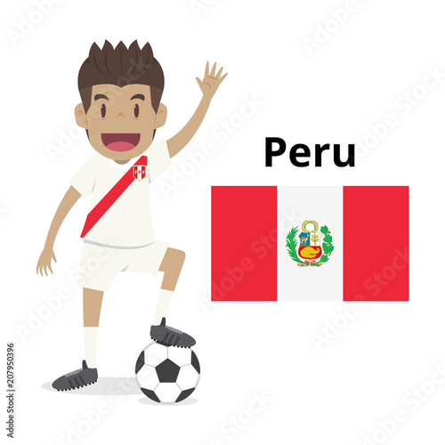 Peru nation team cartoon,football World,country flags. 2018 soccer world,isolated on white background. vector illustration