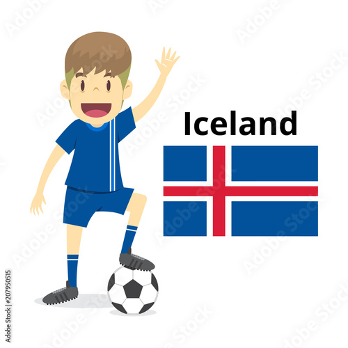 Iceland nation team cartoon,football World,country flags. 2018 soccer world,isolated on white background. vector illustration
