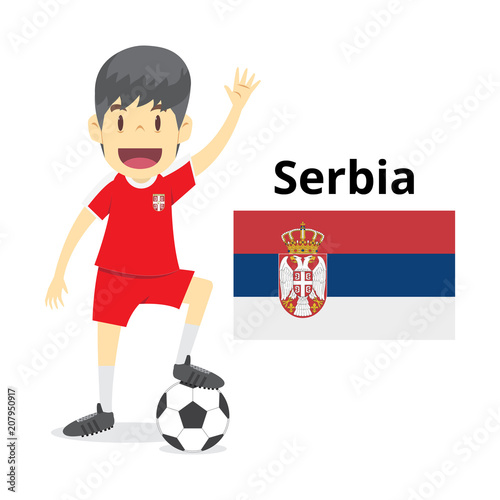 Serbia nation team cartoon,football World,country flags. 2018 soccer world,isolated on white background. vector illustration