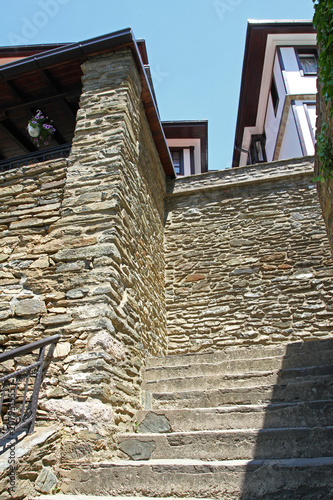 Medieval buildings in Monastery Saint Joachim of Osogovo, Kriva Palanka, Republic of Macedonia. Part of orthodox Osogovo monastery of St. Joachim. Monastery tourist complex with hotel part. photo