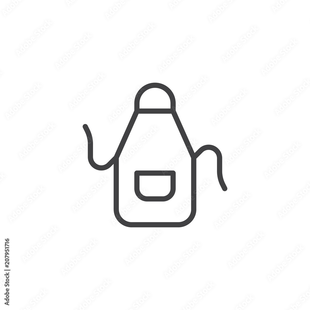 Kitchen Apron outline icon. linear style sign for mobile concept and web design. Protective Garment simple line vector icon. Symbol, logo illustration. Pixel perfect vector graphics