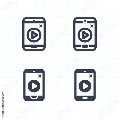 Mobile Video Ad - Contour & Cutout Icons. A set of 4 professional, pixel-perfect icons.