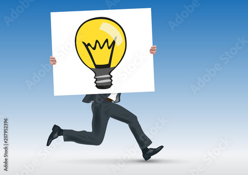 idée - ampoule - concept - conception - créatif - présentation - pancarte - homme - entreprise