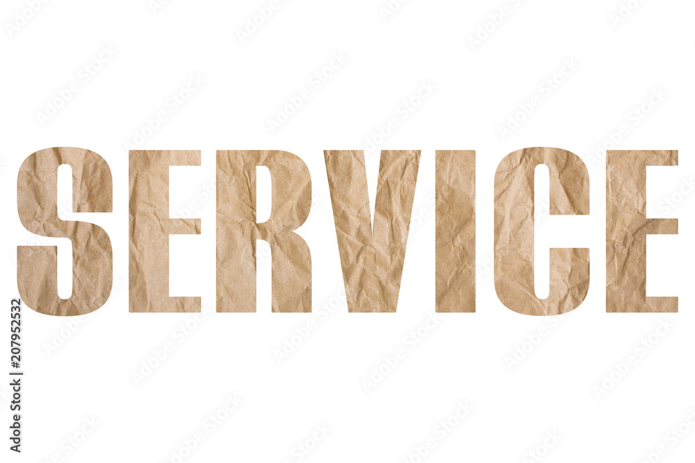 SERVICE word with wrinkled paper texture