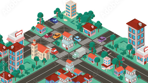 city scape isometric scene vector illustration design