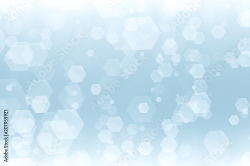 Abstract hexagon particle on bright background. illustration