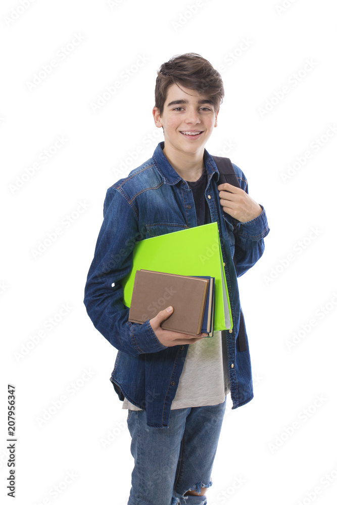 student with books isolated in white background student with books isolated in white background