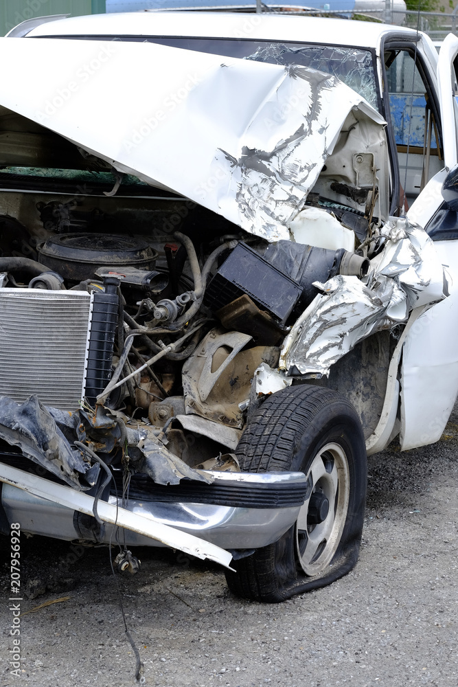Car Wreck Wrecked Vehicle Crash Danger Dangerous on Road Street Car Wreck Wrecked Vehicle Crash Danger Dangerous on Road Street