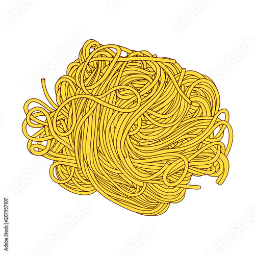 Hand drawn spaghetti line art on the white background