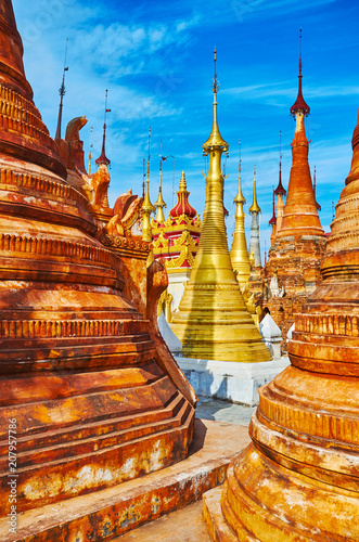 Walk among pagodas of Nyaung Ohak, Myanmar photo