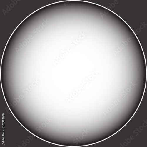 Vignetted frame in the form of a gradient black and white circle. Vector graphics