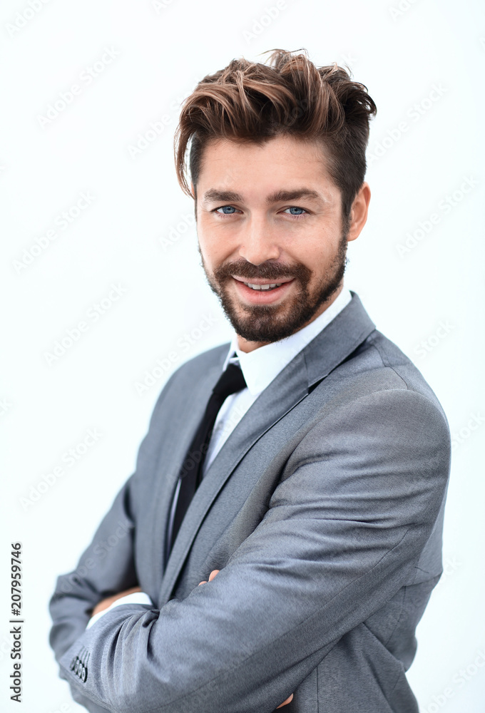 Portrait of a handsome man smiling, isolated on white