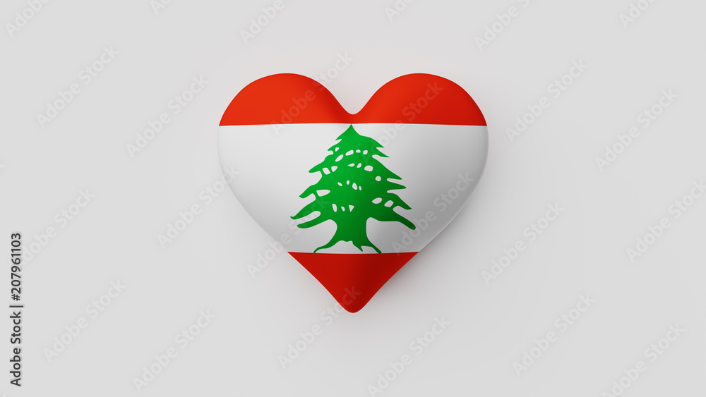 Fototapeta premium Corazón bandera Líbano. 3D