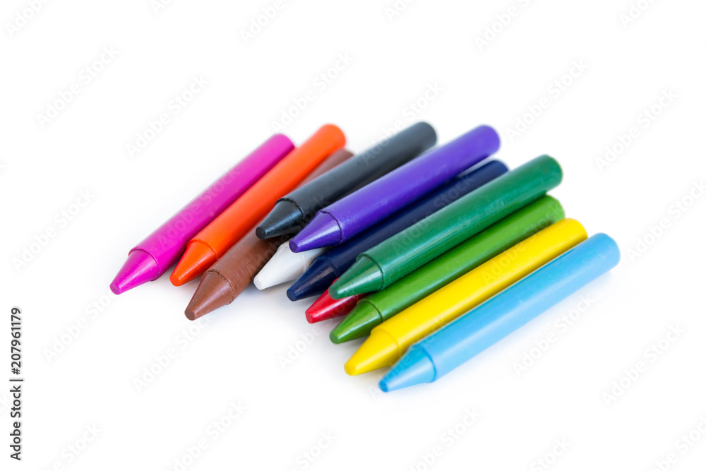 Colorful wax crayons isolated on white background. clipping path Colorful wax crayons isolated on white background. clipping path