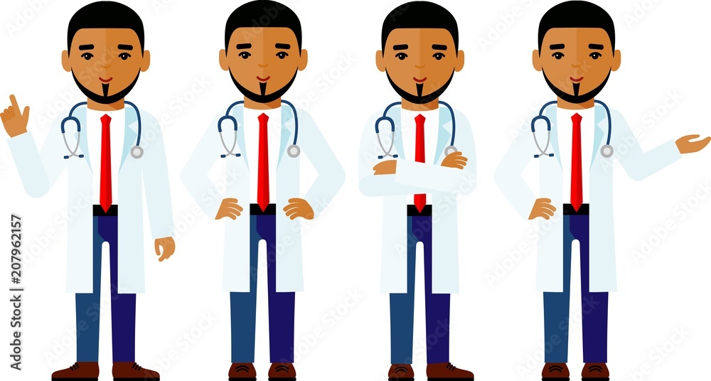 Set of arab medical people, muslim doctor. Vector illustration ...