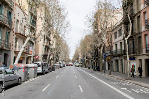 BARCELONA, SPAIN - MARCH 19, 2018: streets of Barcelona. Barcelona is a city on the coast of northeastern Spain,