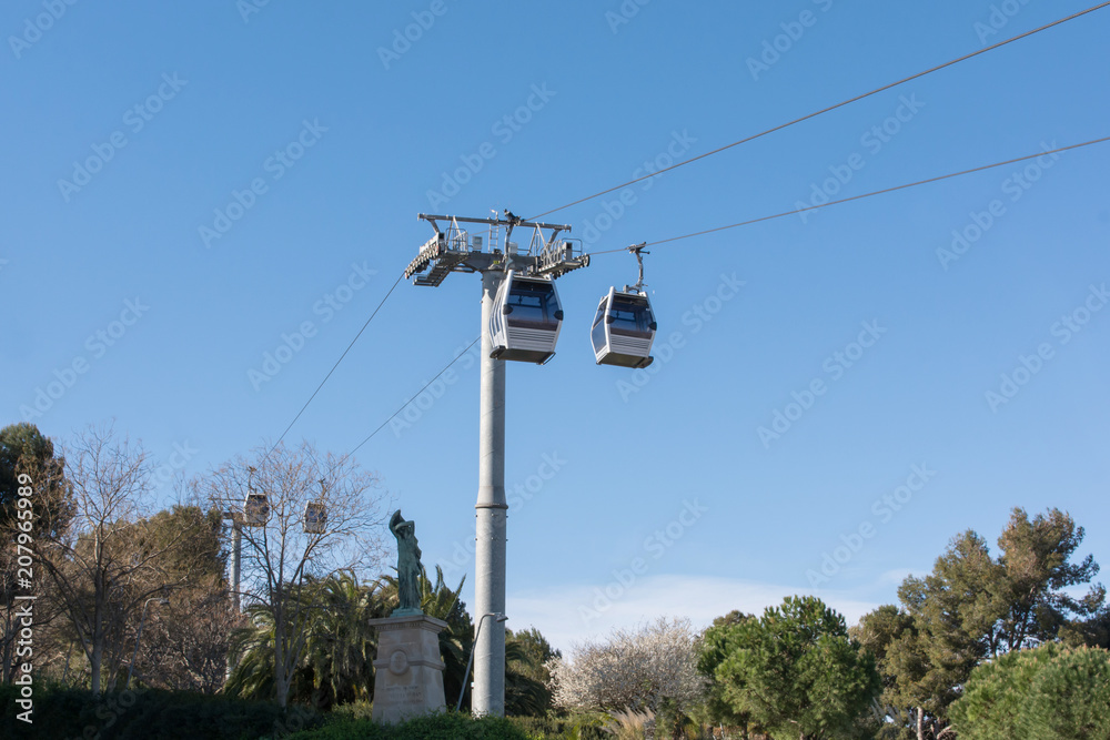Cable sky car to Juic mountains at barcelona. Spain