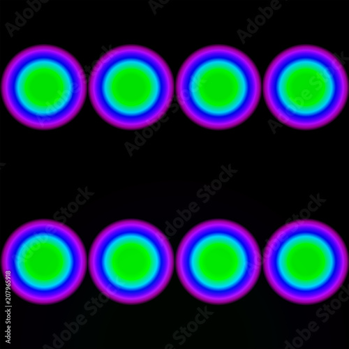 Seamless tile with fluorescent psychedelic circles. Vector graphics photo