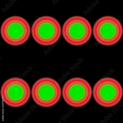 Seamless tile with fluorescent psychedelic circles. Vector graphics