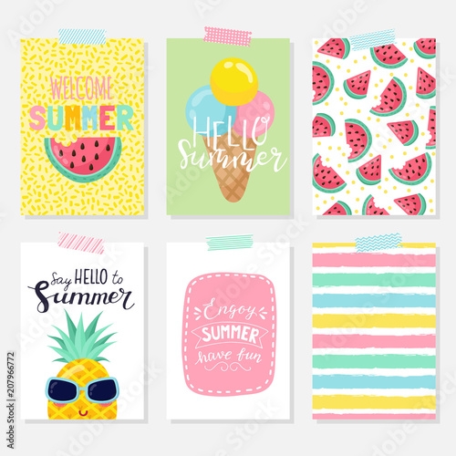 Vector set of bright summer cards