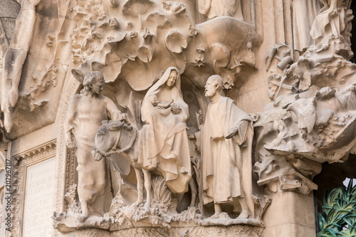 BARCELONA, SPAIN - MARCH 19, 2018: cathedral statue designed by Gaudi, which is being built since 19 March 1882