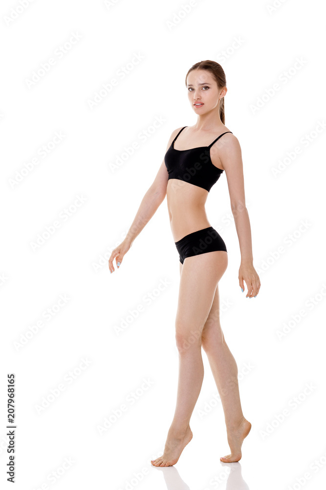 woman with perfect sporty body in black lingerie woman with perfect sporty body in black lingerie
