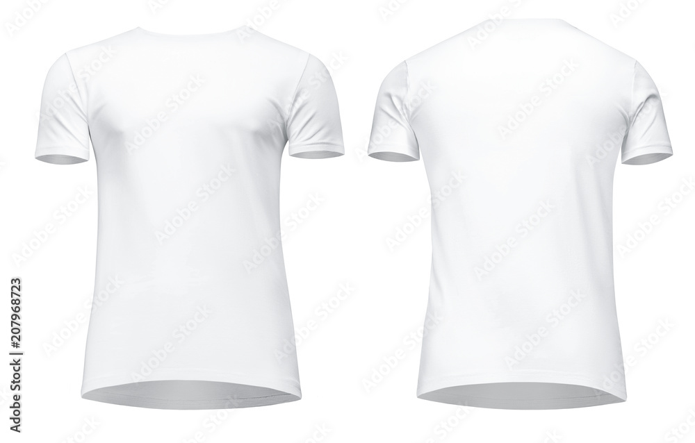 Black Tshirt Front And Back Isolated On White Background With