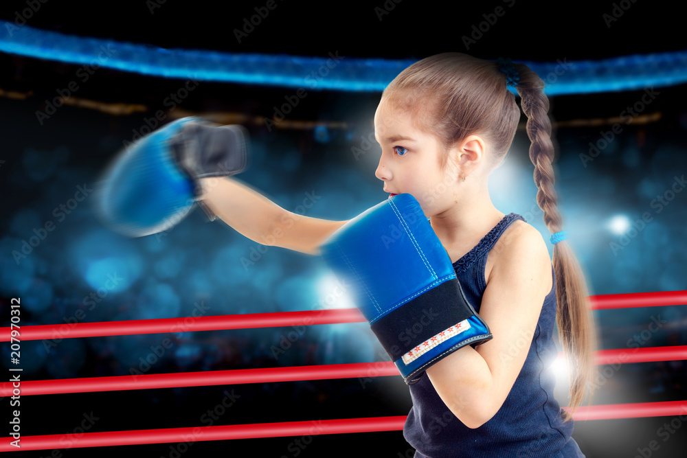 Cute little girl punching in boxing gloves Stock Photo Adobe Stock