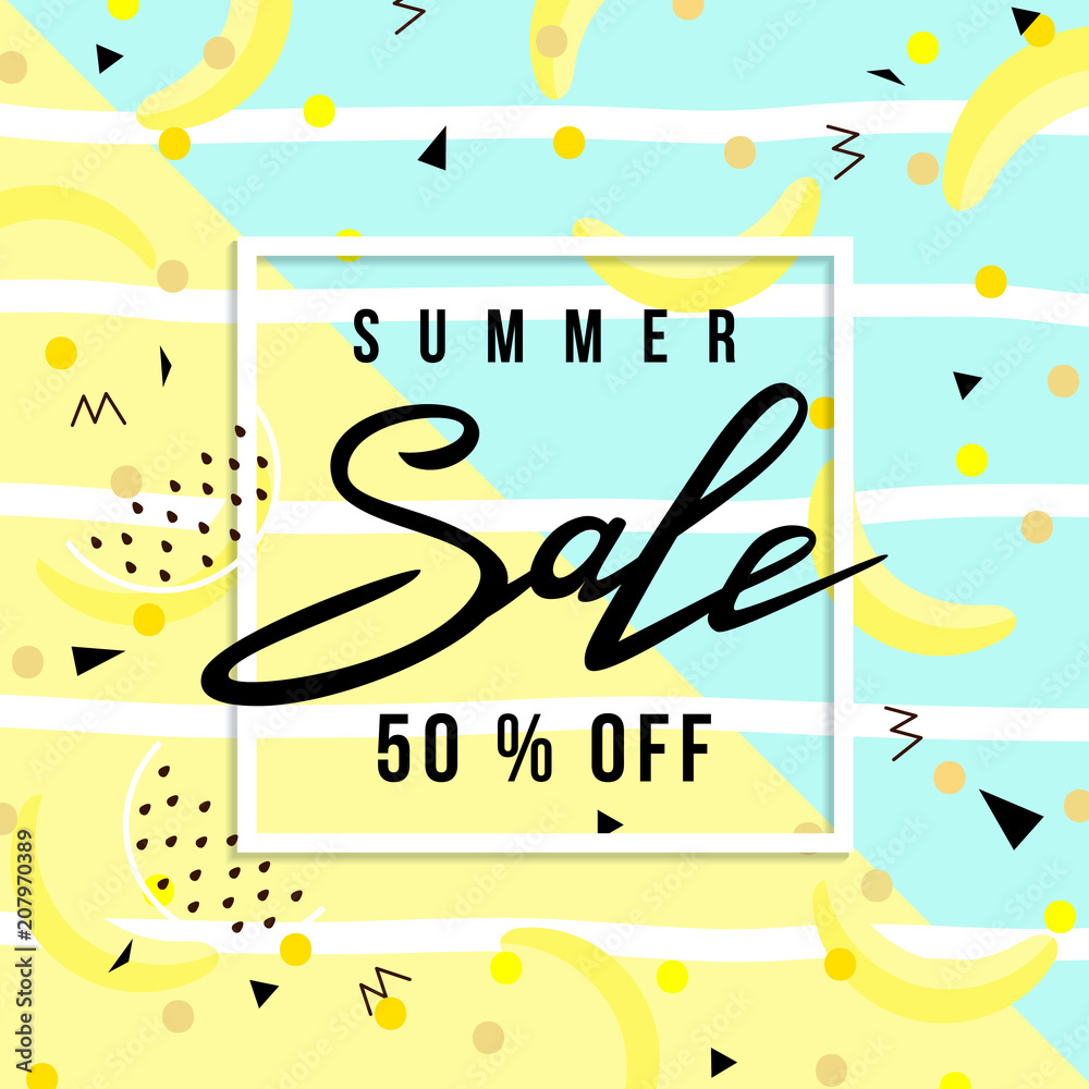 Naklejka premium Summer Sale Banner Template Background with stripe. Vector Illustration