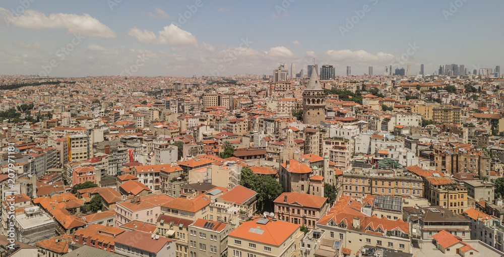 Panorama of Istanbul, biggest city in Turkey. Aerial view
