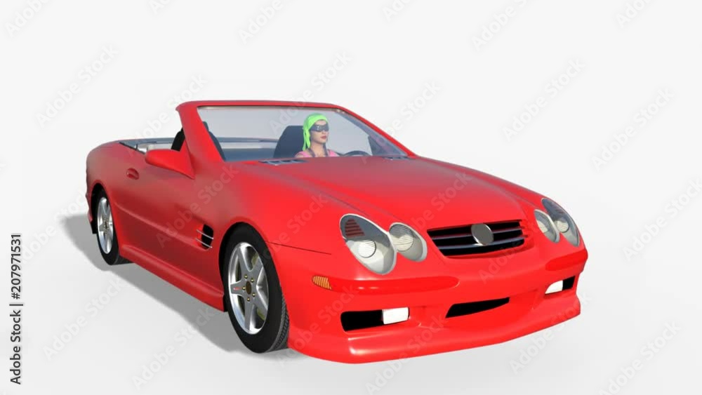 the girl drives the car and brakesanimation,transparent background the girl drives the car and brakesanimation,transparent background