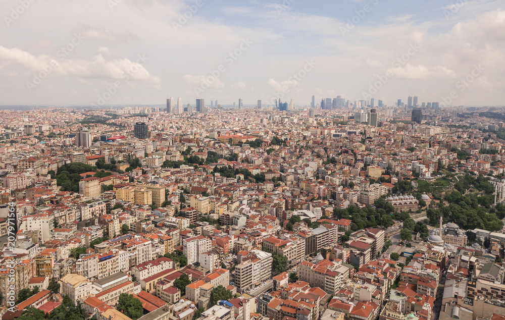 Fototapeta premium Aerial view of Istanbul city. Skyscrapers on background