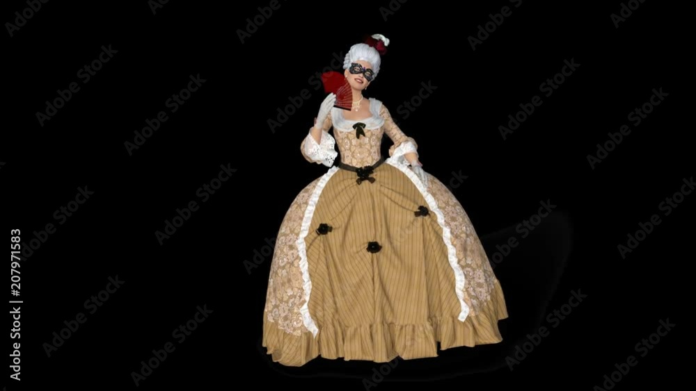 a lady of the eighteenth century waving a fan, Animation, Alpha Channel a lady of the eighteenth century waving a fan, Animation, Alpha Channel