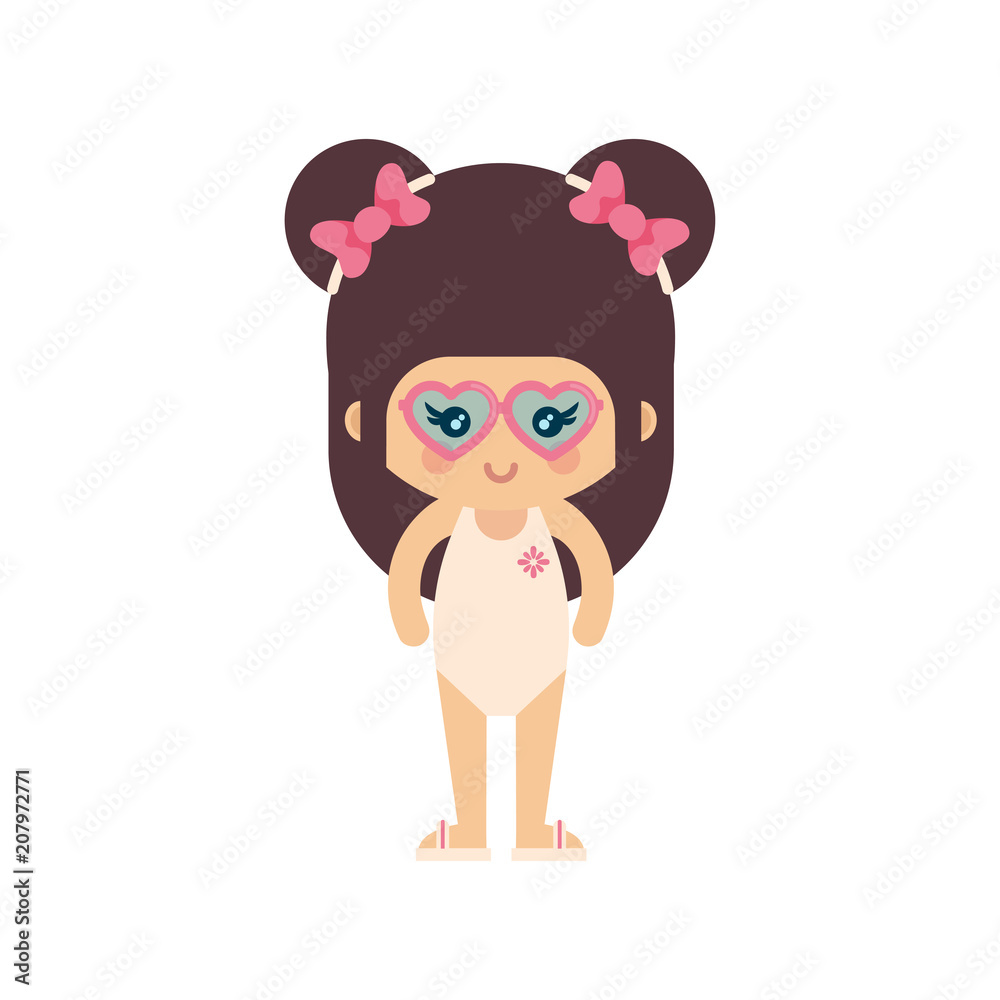 cartoon summer girl in a swimsuit with sunglasses cartoon summer girl in a swimsuit with sunglasses