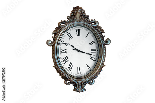 Old wall clock Isolated on white