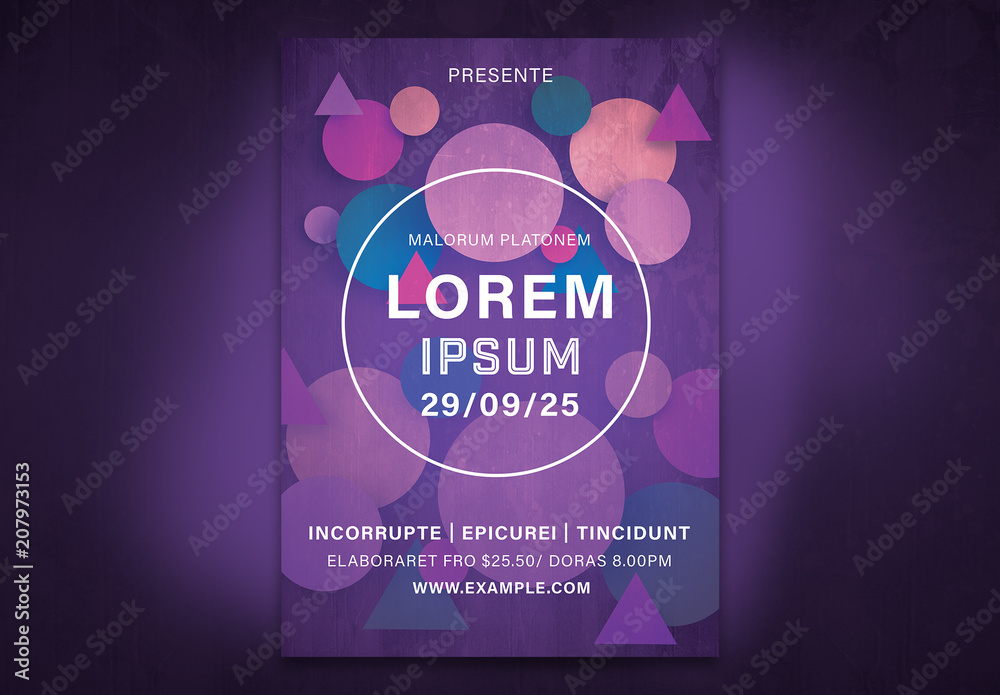 Event Poster Layout with Colorful Geometric Shapes Stock Template