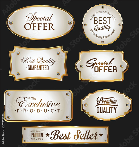 Promo sale labels collection gold and silver design 