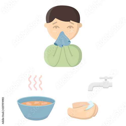 The sick man cartoon icons in set collection for design.Illness and treatment vector symbol stock web illustration.