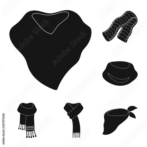 Scarf and Shawl black icons in set collection for design.Clothes and Accessory vector symbol stock web illustration.