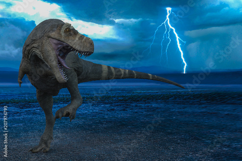Cuadro en lienzo t-rex in the wild world storm