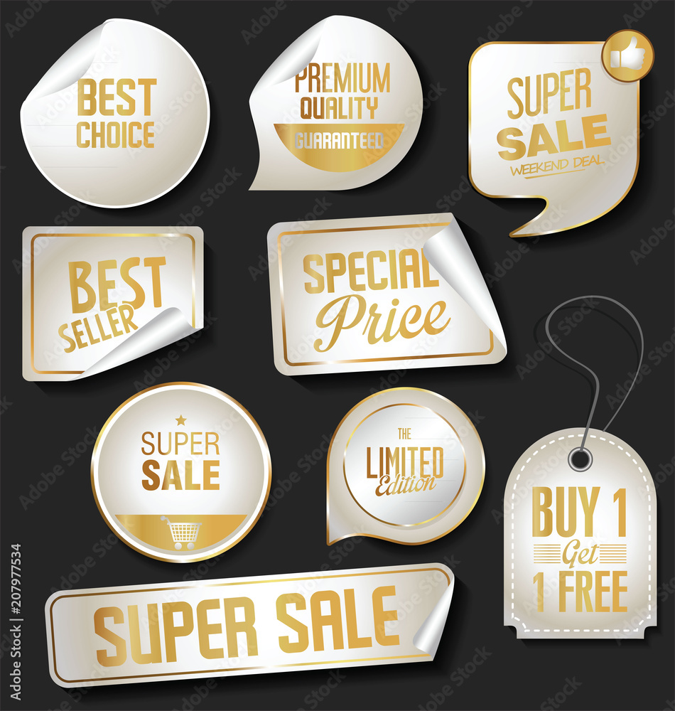 Collection of gold and silver banners templates vector illustration