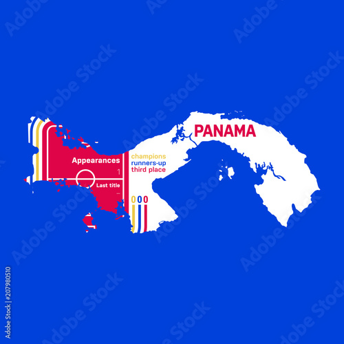 Panama at soccer cups as of 2018 – customizable infographics with the number of medals, appearances and the year of the last title