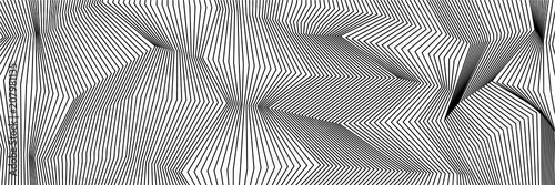 Wavy background of lines. Monochrome dynamic surface with effect of optical i...